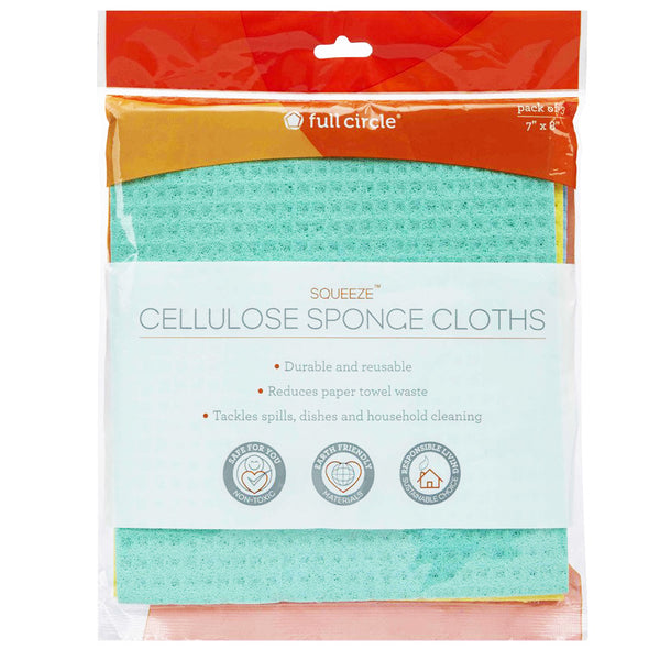 Full Circle Squeeze Cellulose Sponge Cloths 3pk