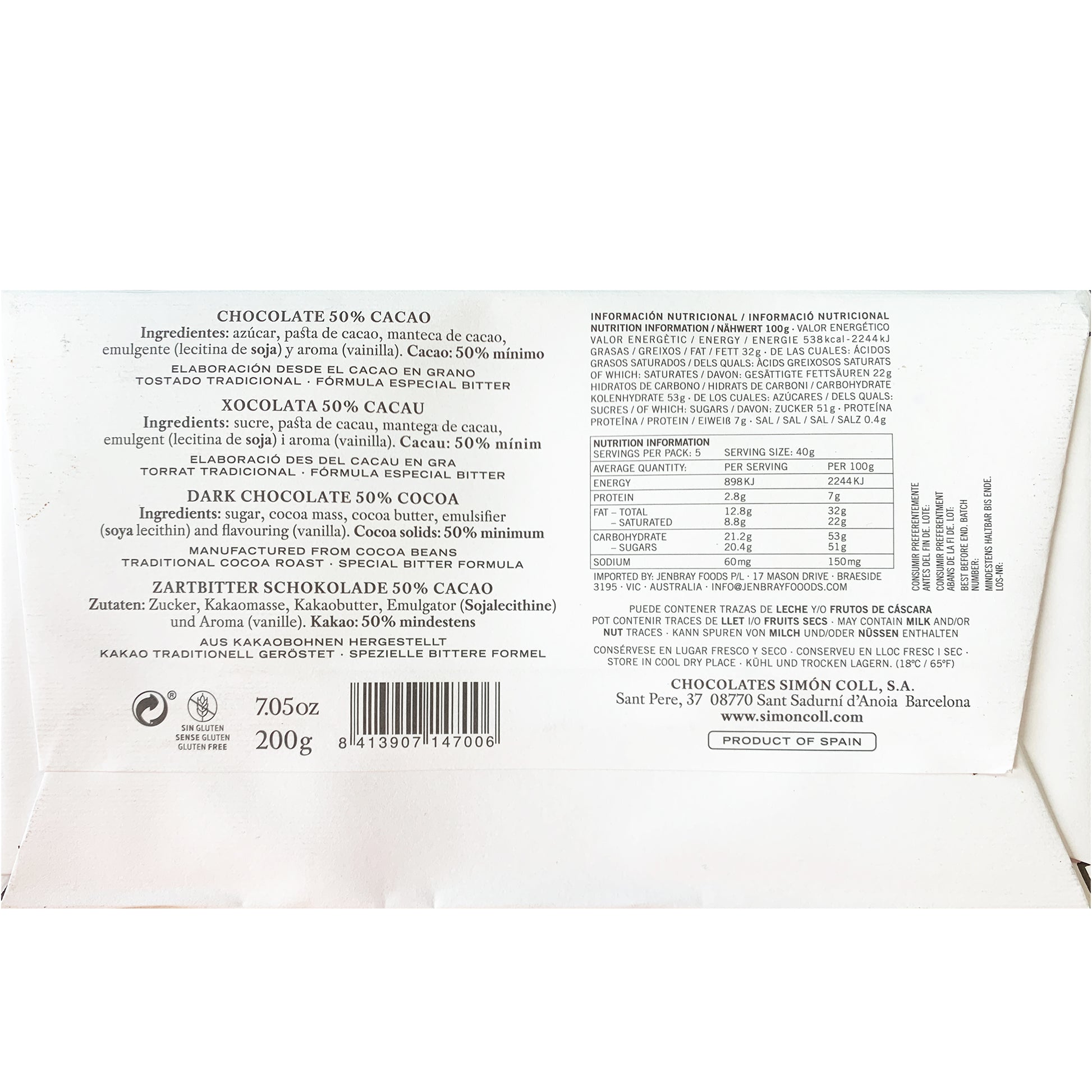 Simon Coll Chocolate 50% Cocoa | Harris Farm Online