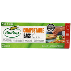Biobag Compostable Tie Top Bags 20 x 10L