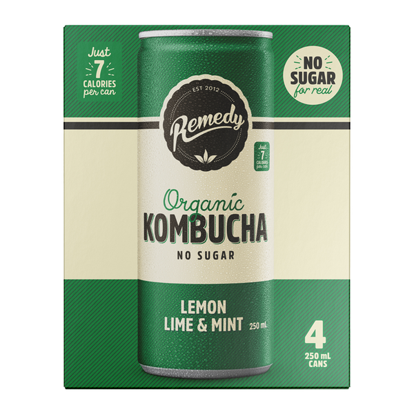 Remedy Organic Kombucha Lemon, Lime and Mint 4 x 250ml
