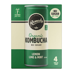 Remedy Organic Kombucha Lemon, Lime and Mint 4 x 250ml