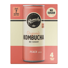 Remedy Organic Kombucha Peach 4 x 250ml