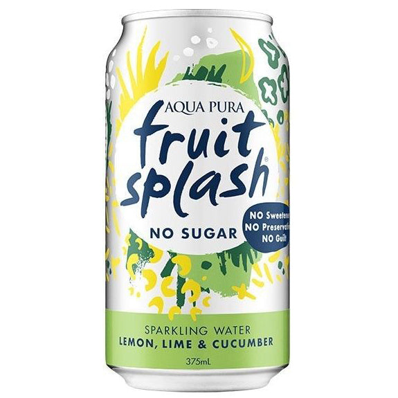 Aqua Pura Fruit Splash Sparkling Water Lemon Lime and Cucumber | Harris Farm Online