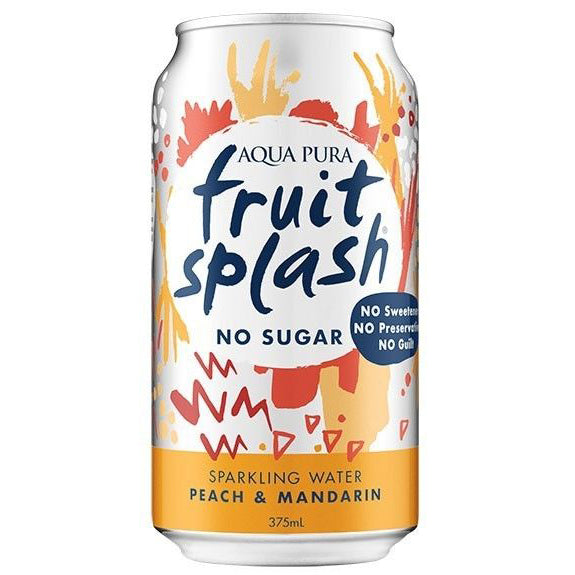 Aqua Pura Fruit Splash Sparkling Water Peach and Mandarin | Harris Farm Online