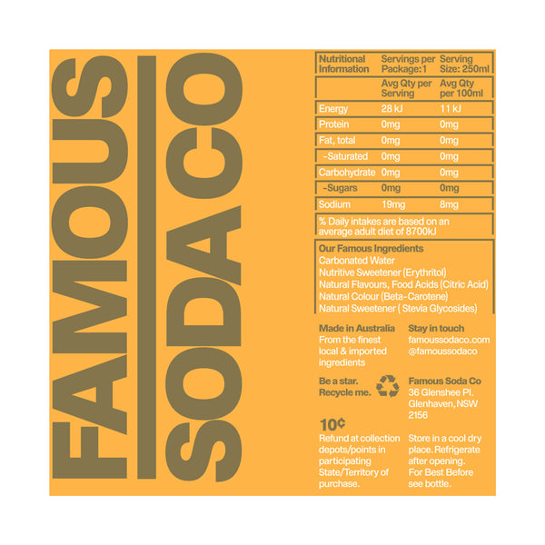 Famous Soda Co. Sugar Free Passionfruit | Harris Farm Online