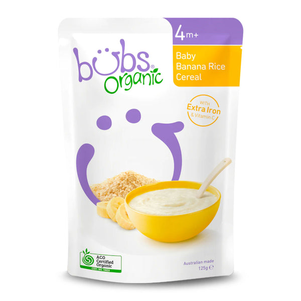 Bubs Organic Baby Banana Rice Cereal 125g | Harris Farm Online
