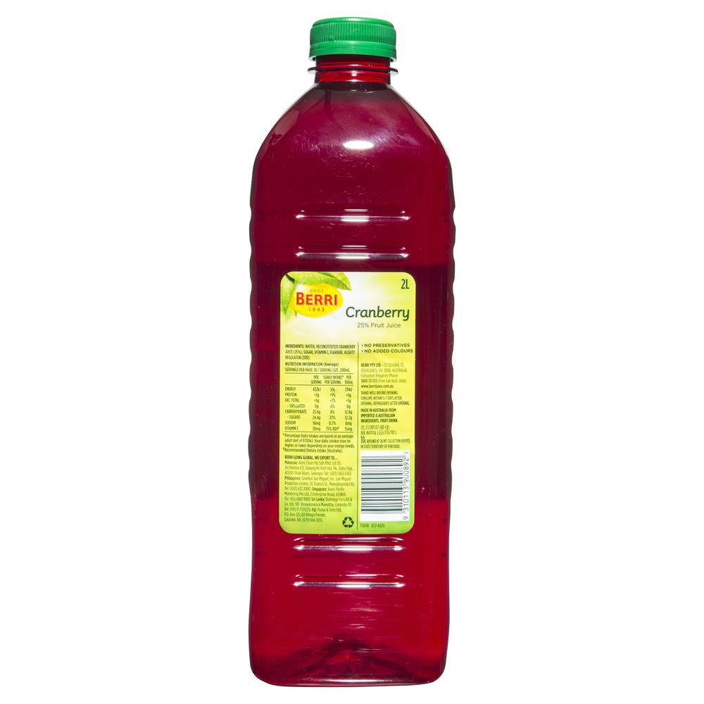 Berri Cranberry Fruit Juice 2L , Grocery-Drinks - HFM, Harris Farm Markets
 - 2