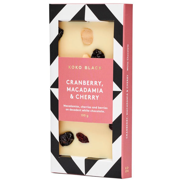 Koko Black White Chocolate Cranberry Macadamia and Cherry | Harris Farm Online