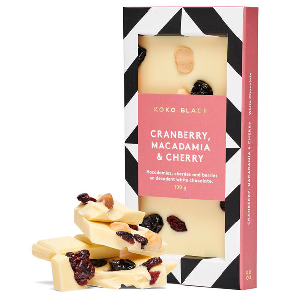 Koko Black White Chocolate Cranberry Macadamia and Cherry | Harris Farm Online