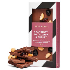 Koko Black Milk Chocolate Cranberry Macadamia and Cherry | Harris Farm Online