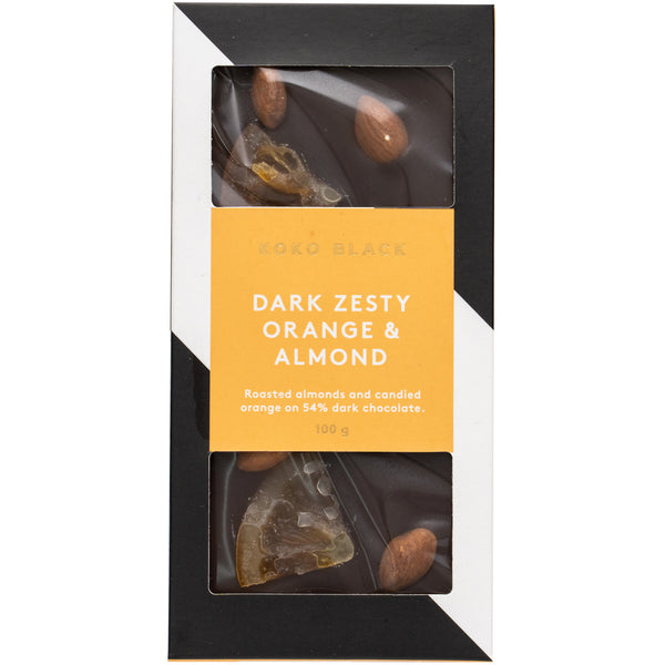 Koko Black Dark Chocolate Dark Zesty Orange and Almond | Harris Farm Online