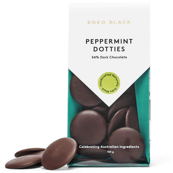 Koko Black Dark Chocolate Peppermint Dotties | Harris Farm Online