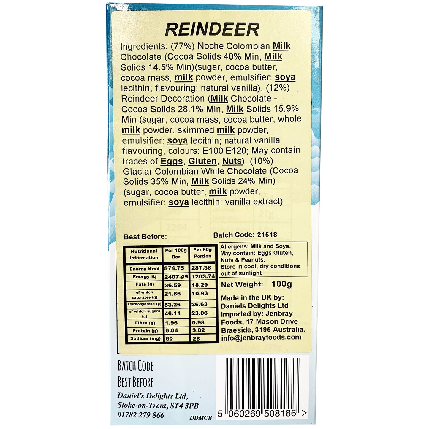 Daniels Delights - Chocolate - Reindeers (100g)