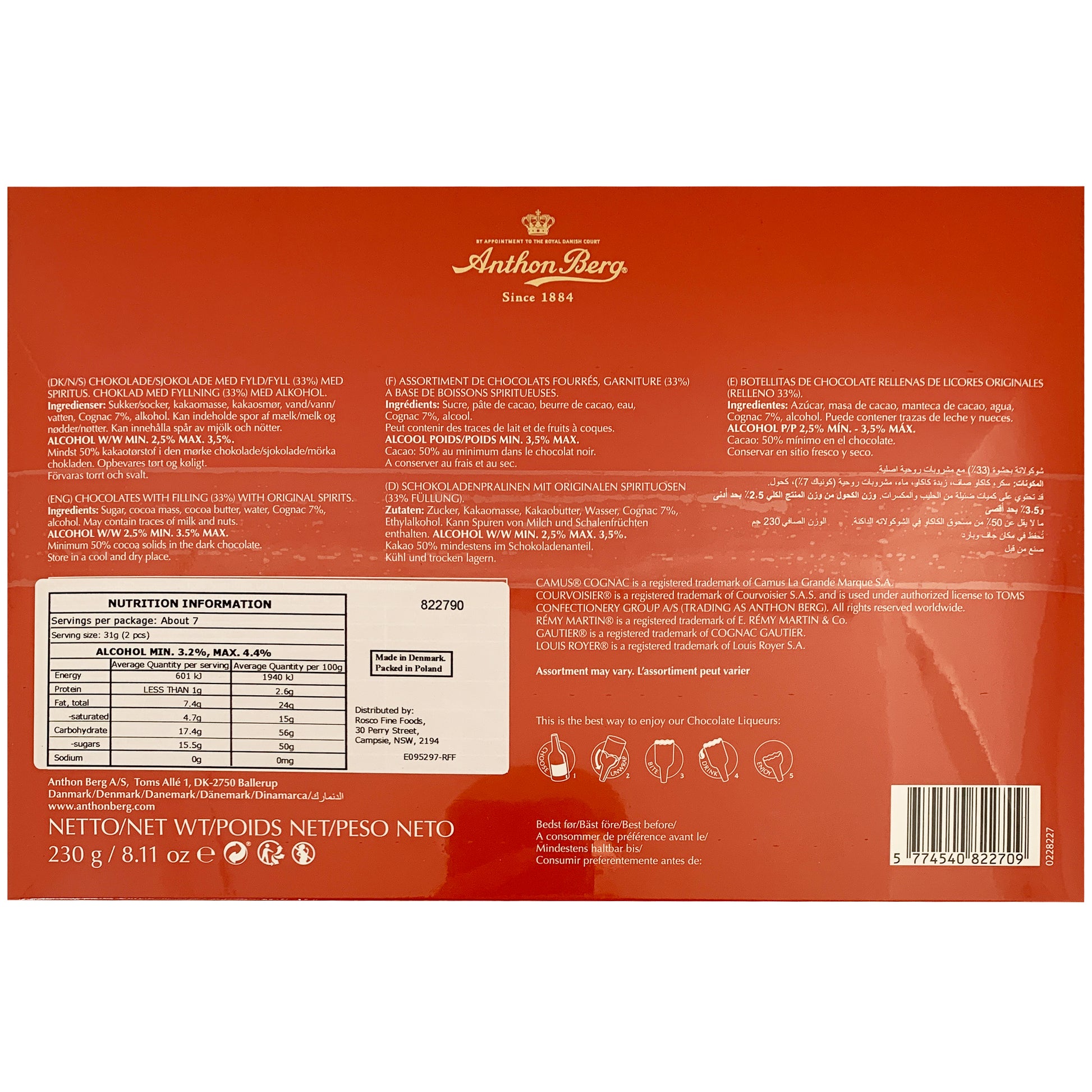 Anthon Berg Dark Chocolate Cognac Selection | Harris Farm Online