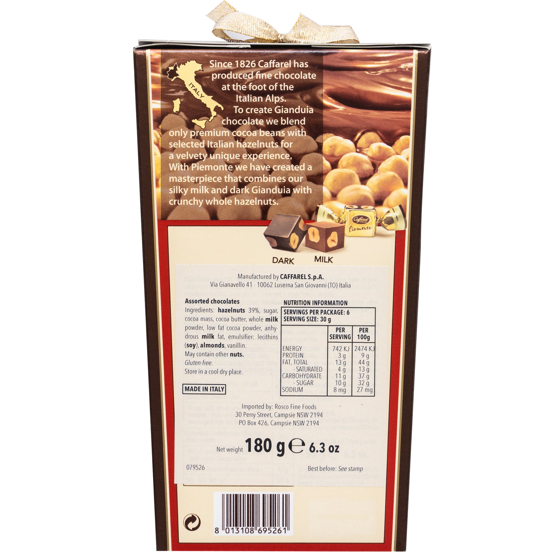 Caffarel Piemonte Assorted Milk and Dark Chocolate with Hazelnuts Ballotin Box | Harris Farm Online