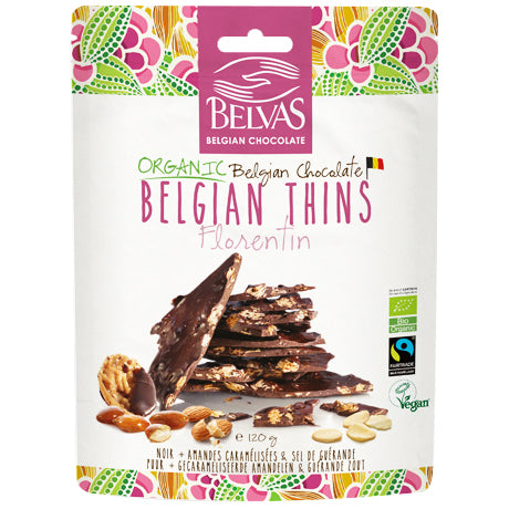 Belvas Belgian Thins Organic Chocolate Florentin | Harris Farm Online