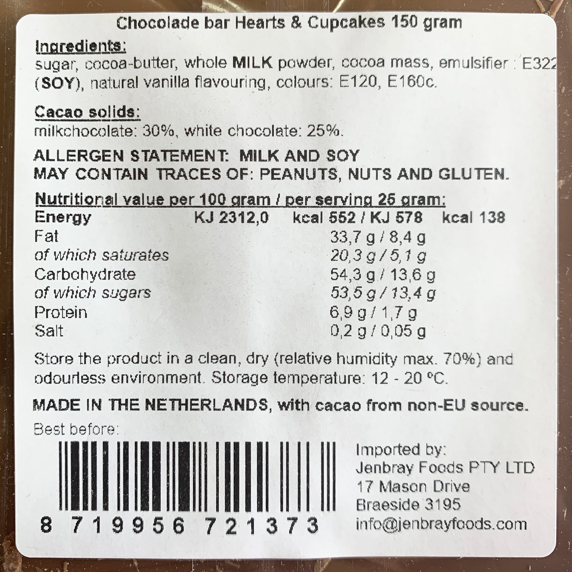 Chef Du Chocolat Hearts and Cupcakes Chocolate | Harris Farm Online