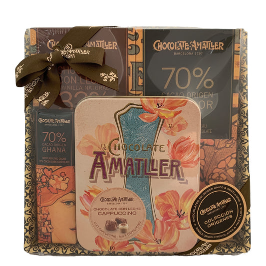 Amatller Assorted Single Origin Chocolates and Amatllons Basket | Harris Farm Online