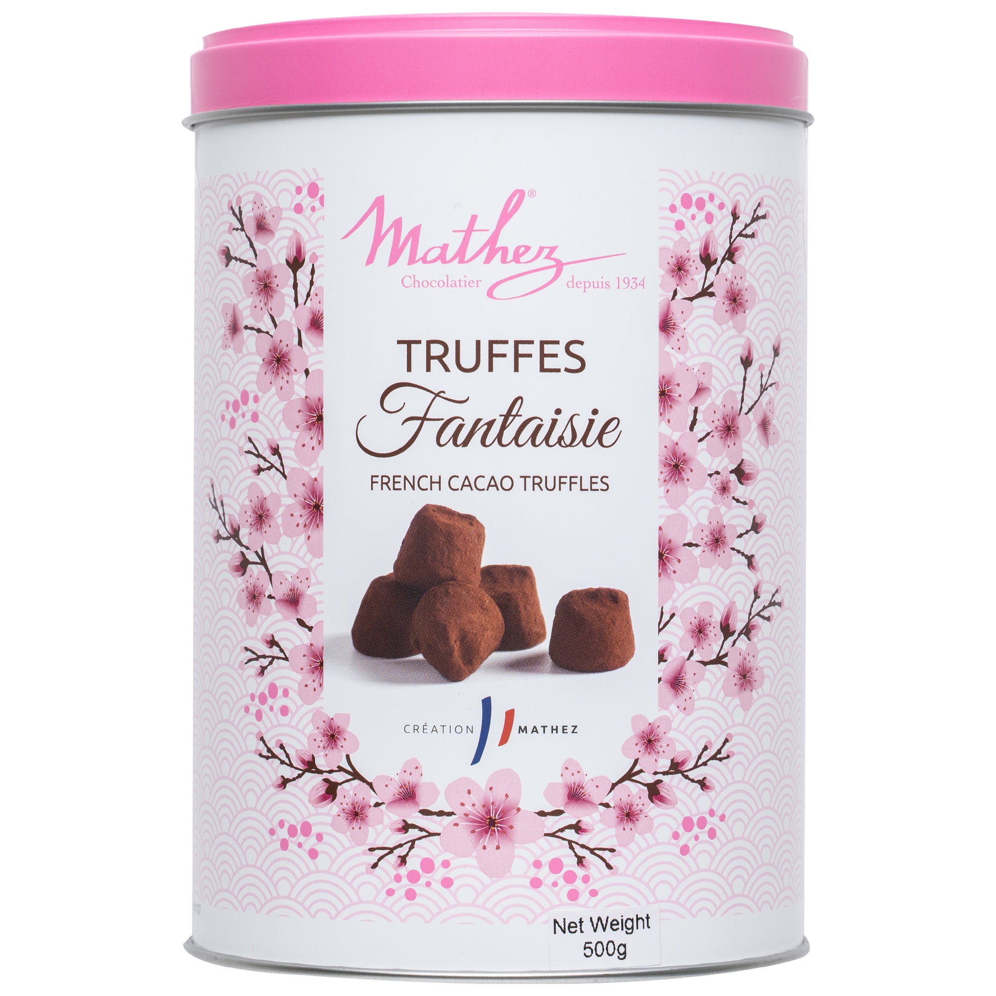 Chocolate Mathez French Cacao Truffles Cherry Blossom Tin | Harris Farm Online