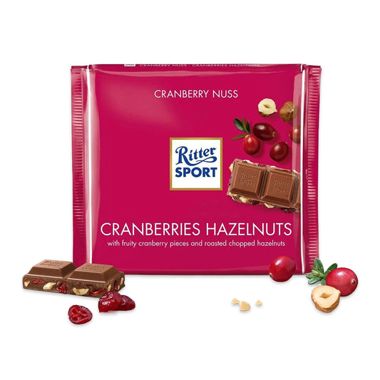 Ritter Sport Cranberry and Hazelnut Milk Chocolate 100g | Harris Farm Online