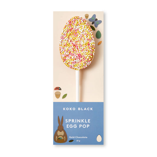 Koko Black Sprinkle Egg Pop Gold Chocolate 23g | Harris Farm Online