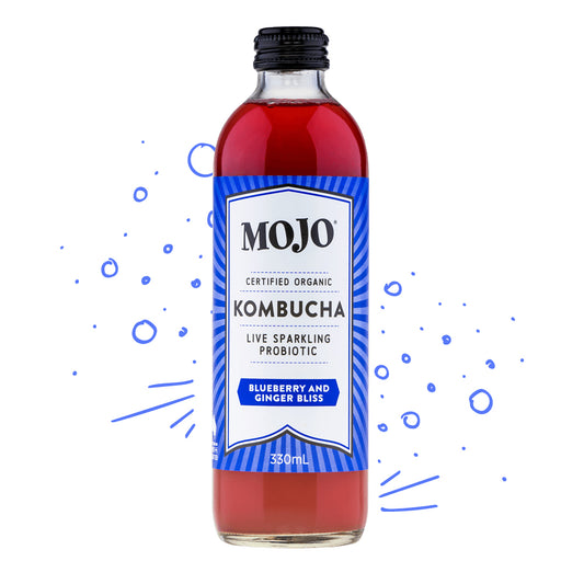 Mojo - Drinks Kombucha Org Sparkling Probiotic - Blueberry and Ginger Bliss (330mL)