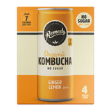 Remedy Organic Kombucha Ginger Lemon 4 x 250ml