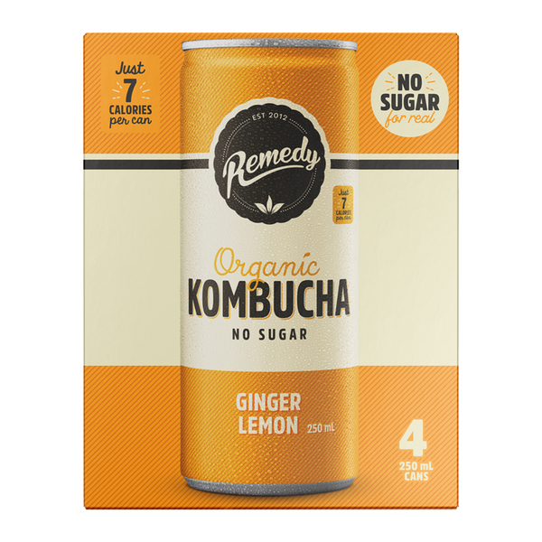 Remedy Organic Kombucha Ginger Lemon 4 x 250ml