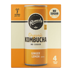 Remedy Organic Kombucha Ginger Lemon 4 x 250ml