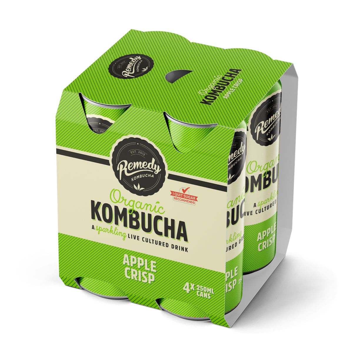 Remedy - Drinks Sparkling Organic Kombucha - Apple Crisp (4pk x 250mL)
