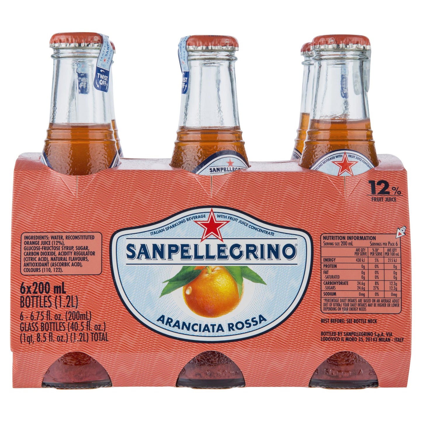 San Pellegrino Aranciata Rossa 6 X 200ml , Grocery-Drinks - HFM, Harris Farm Markets
 - 3