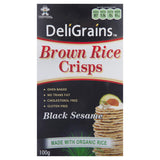 Deligrains Black Sesame Brown Rice Crisps 100g , Grocery-Biscuits - HFM, Harris Farm Markets
 - 1