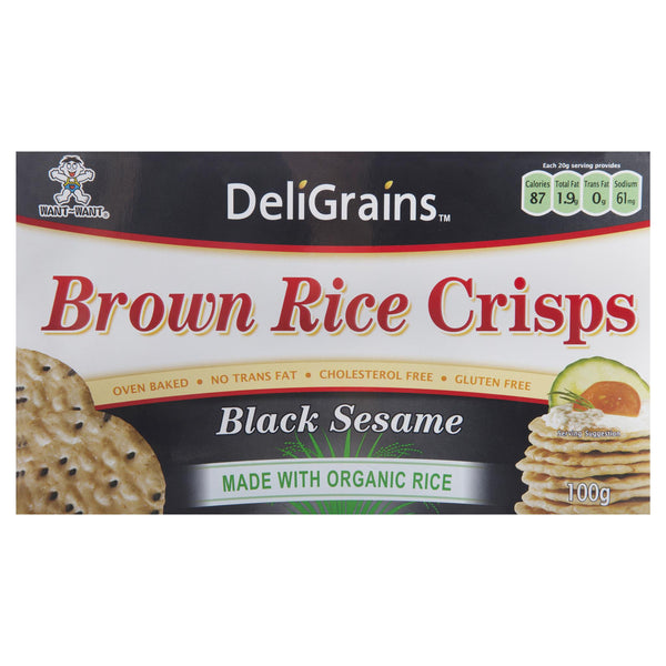 Deligrains Black Sesame Brown Rice Crisps 100g , Grocery-Biscuits - HFM, Harris Farm Markets
 - 2