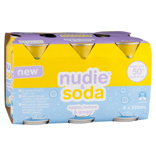 Nudie Soda Apple Lemon Ginger 6 x 330mL , Frdg1-Drinks - HFM, Harris Farm Markets
 - 1