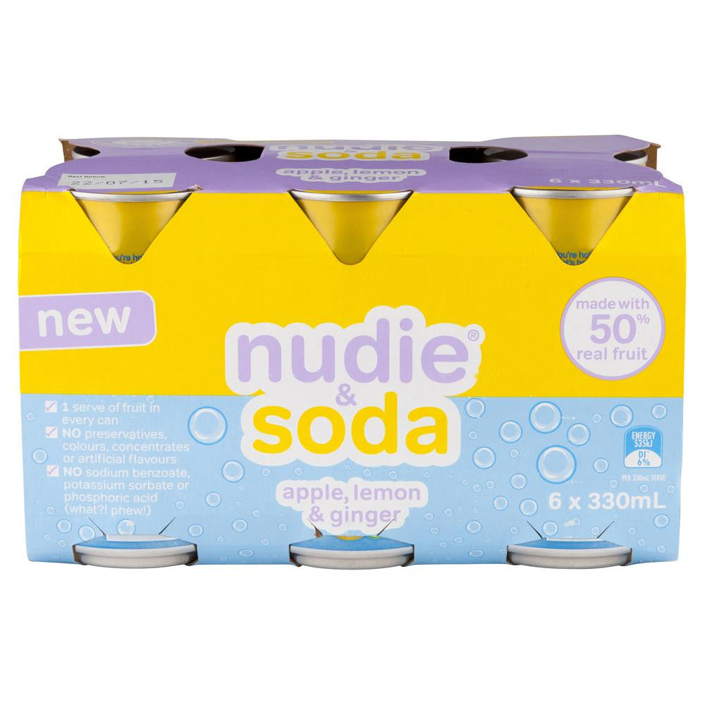 Nudie Soda Apple Lemon Ginger 6 x 330mL , Frdg1-Drinks - HFM, Harris Farm Markets
 - 2