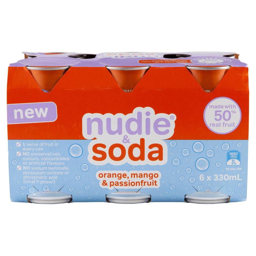 Nudie Soda Orange Mango Passionfruit 6 x 330mL , Frdg1-Drinks - HFM, Harris Farm Markets
 - 2