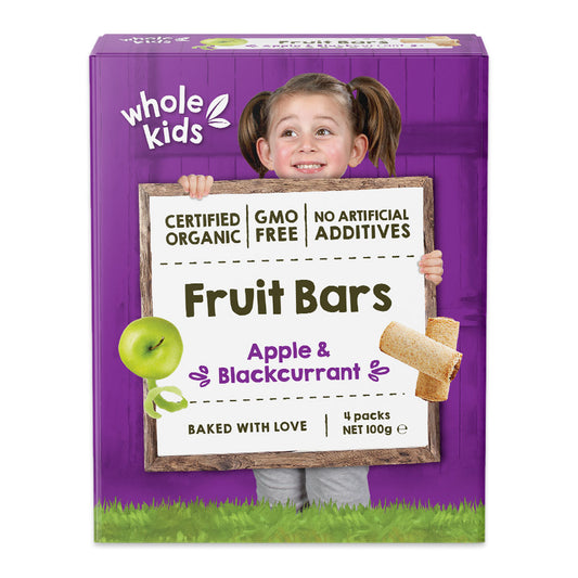 Whole Kids Organic Fruit Bars Apple Blackcurrant Bars x4 100g | Harris Farm Online