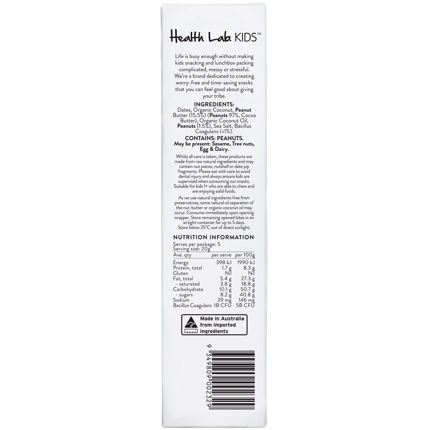 Health Lab KIDS Probiotic Peanut Butter Bites | Harris Farm Online