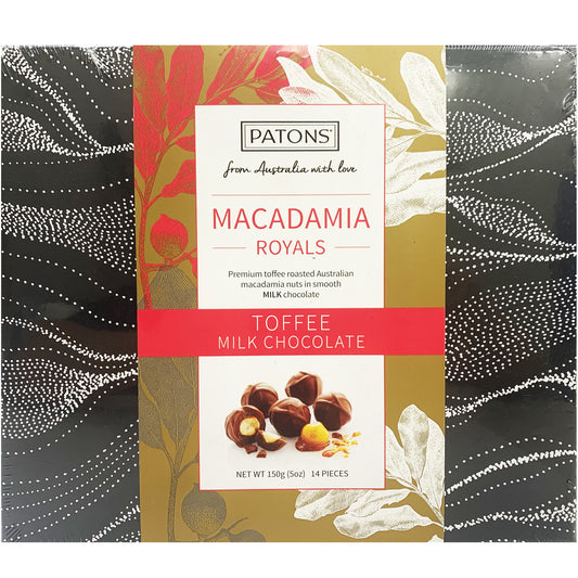 Patons Toffee Roasted Macadamia Milk Chocolate Royals Box | Harris Farm Online