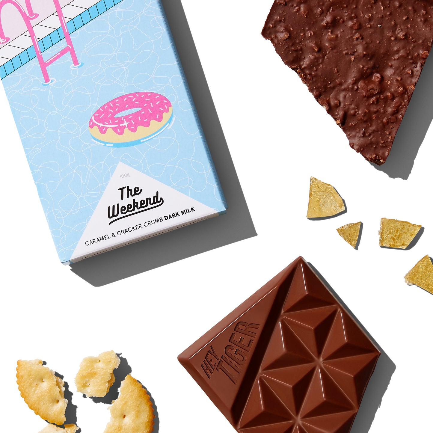 Hey Tiger The Weekend Caramel and Cracker Crumb Dark Milk Chocolate | Harris Farm Online