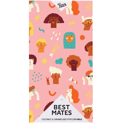 Hey Tiger Best Mates Coconut and Caramelised Popcorn Milk Chocolate | Harris Farm Online