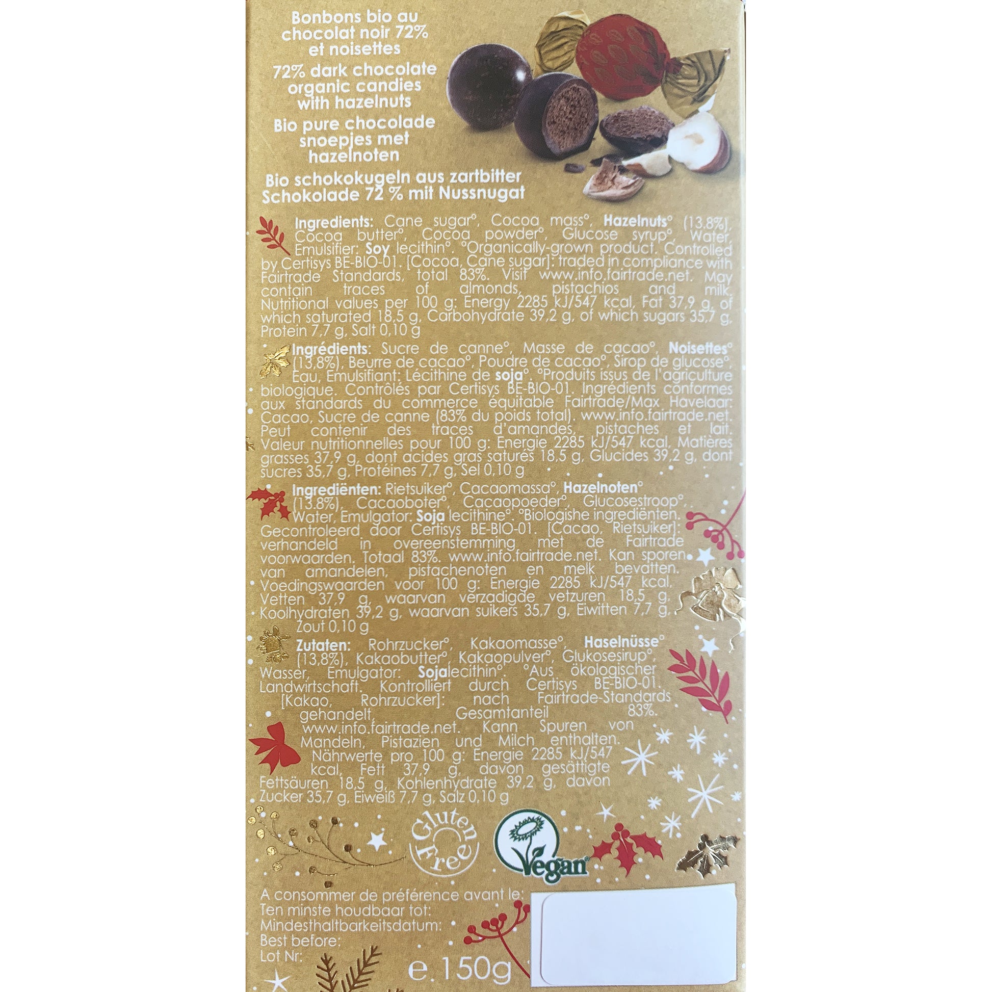 Belvas Organic Dark Chocolate 72% Candies with Hazelnuts | Harris Farm Online