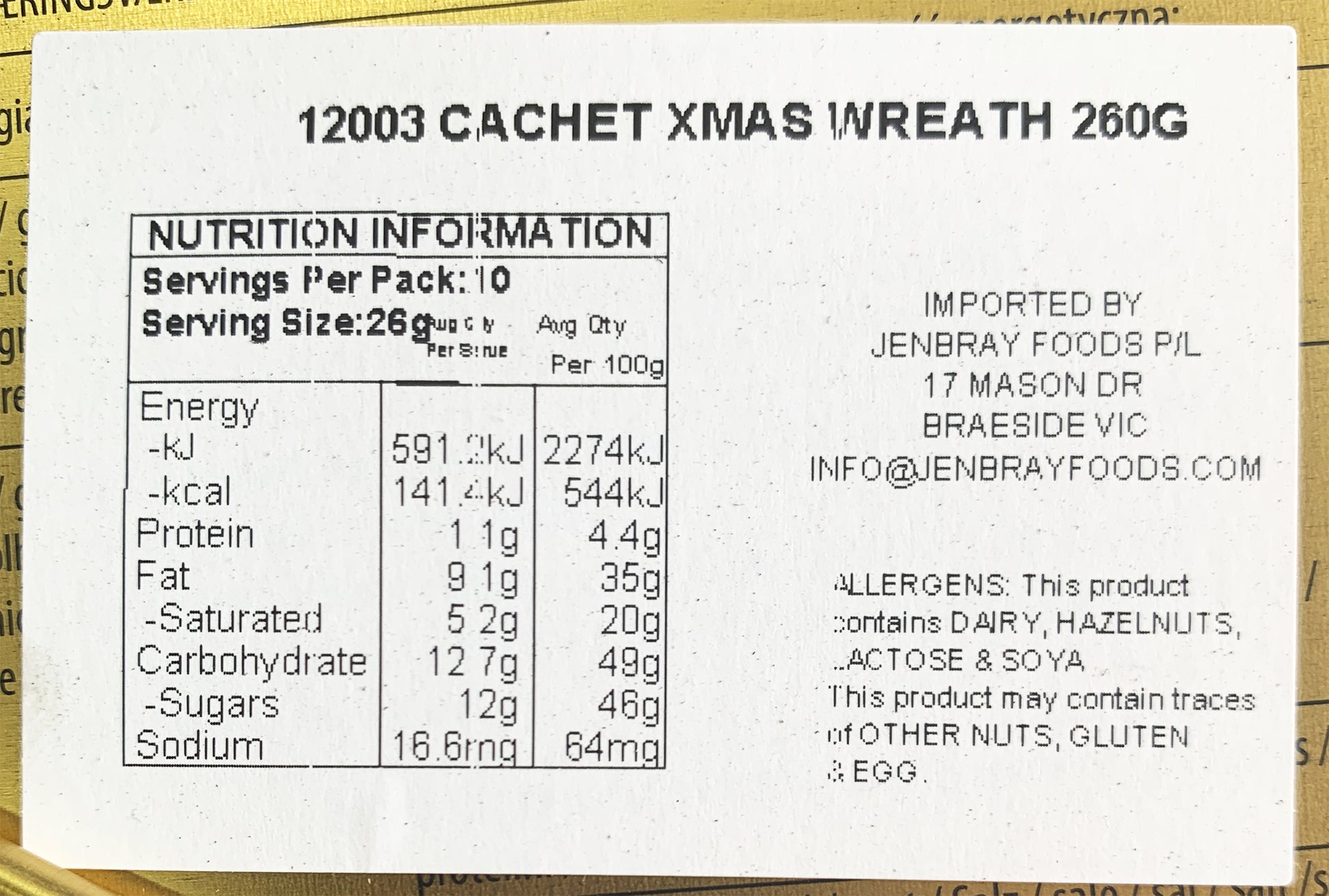Cachet Milk, Dark and White Chocolate Assortment in Gold Wreath Tin | Harris Farm Online