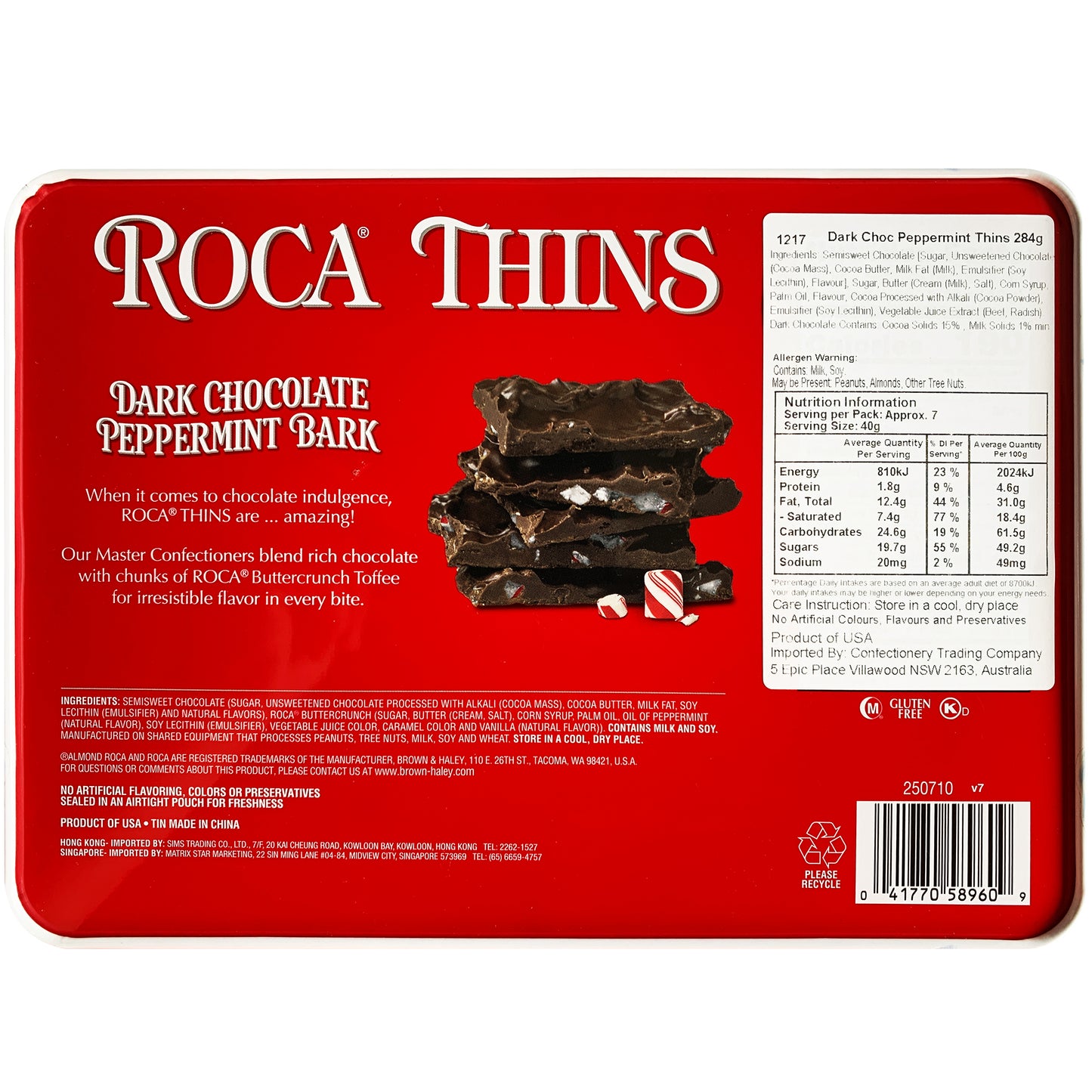 Brown and Haley Dark Chocolate Peppermint Bark 284g