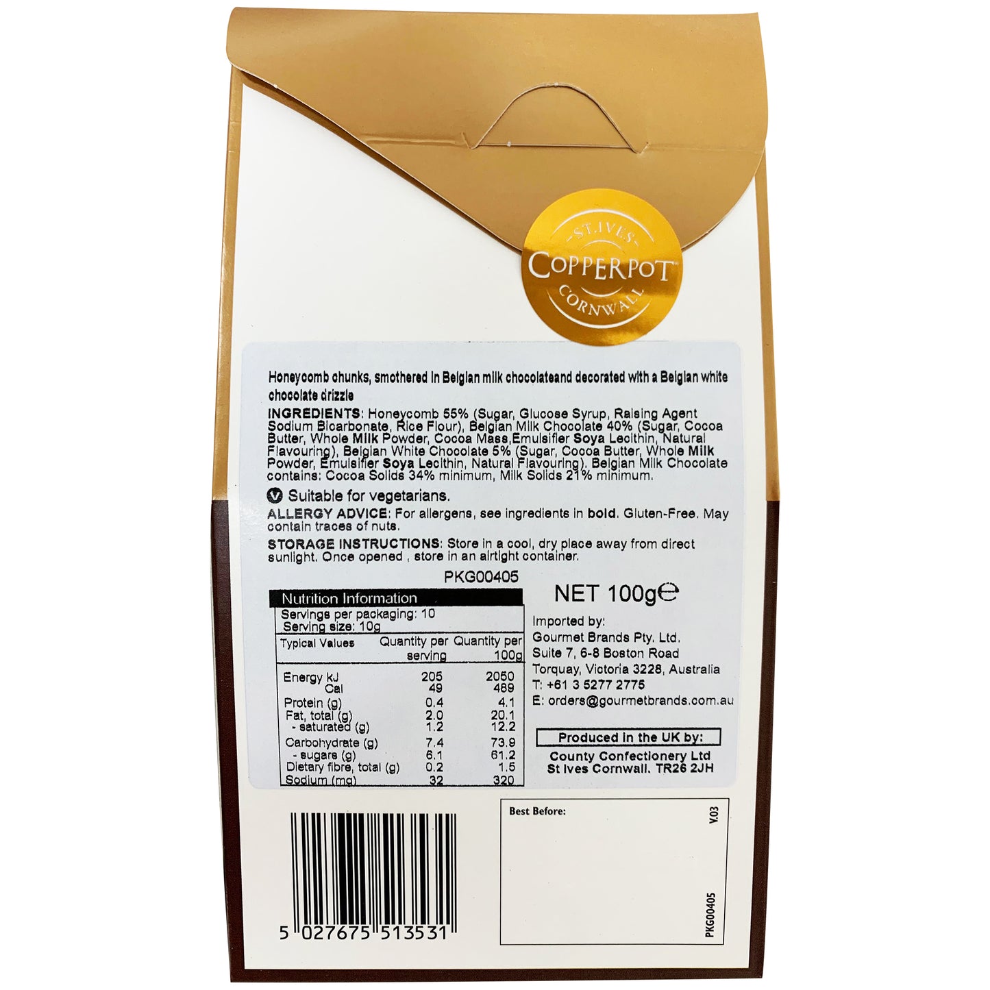 Copperpot - Milk Chocolate Coated - Honeycomb (100g)