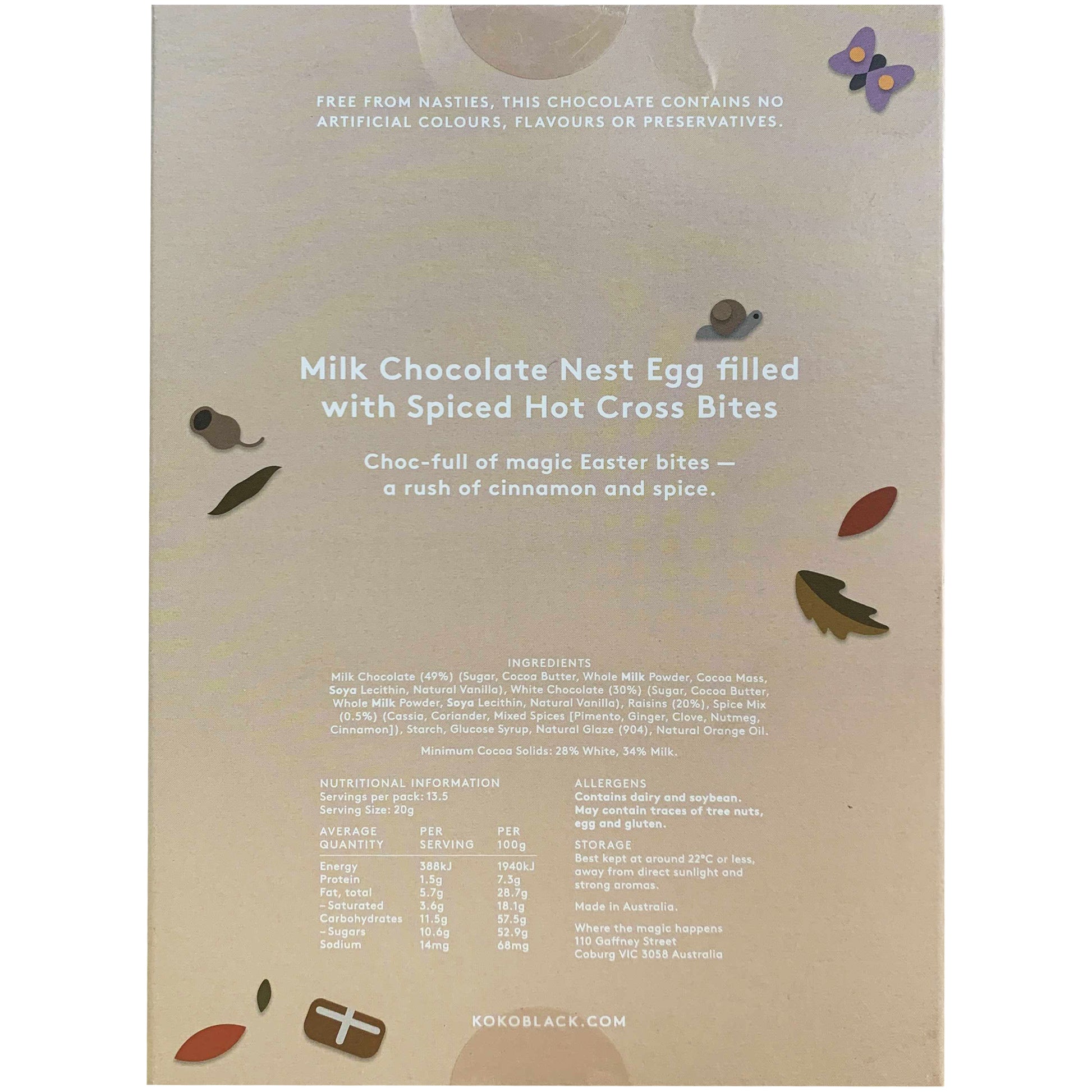 Koko Black Milk Chocolate Nest Egg Spiced Hot Cross Bites | Harris Farm Online
