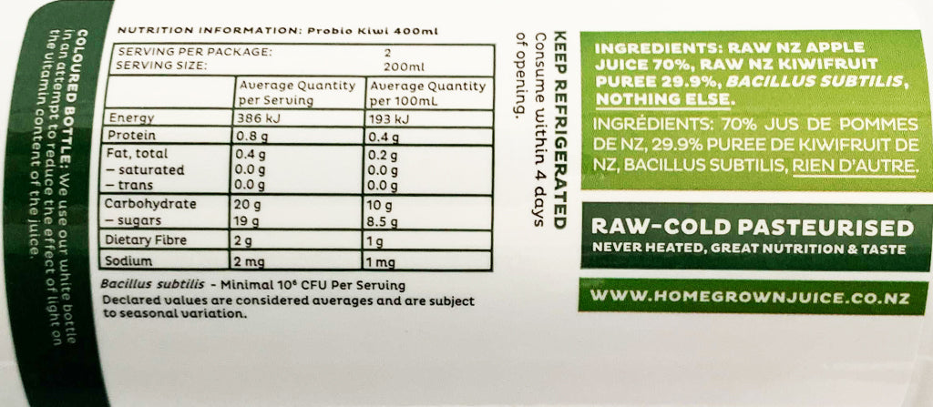Homegrown Juice Cold Pressed Probiotic Kiwi and Apple Juice | Harris Farm Online