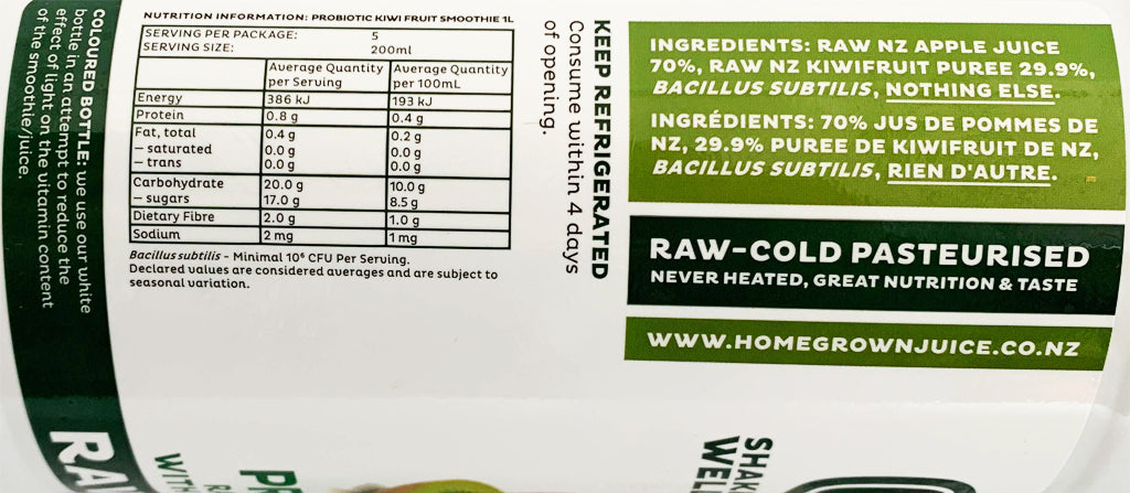 Homegrown Juice Cold Pressed Probiotic Kiwi and Apple Juice | Harris Farm Online
