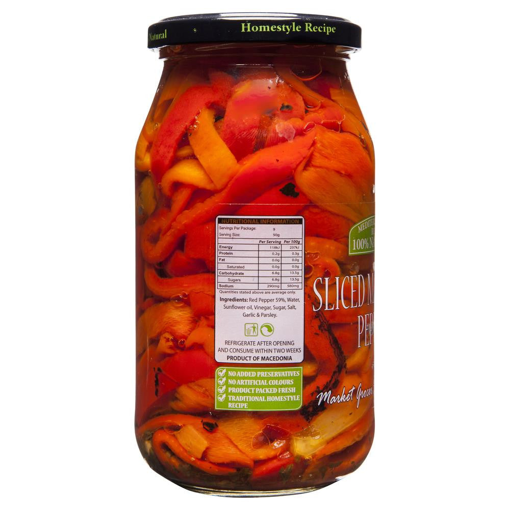 Market Grocer Sliced Marinated Peppers 450g , Grocery-Antipasti - HFM, Harris Farm Markets
 - 2
