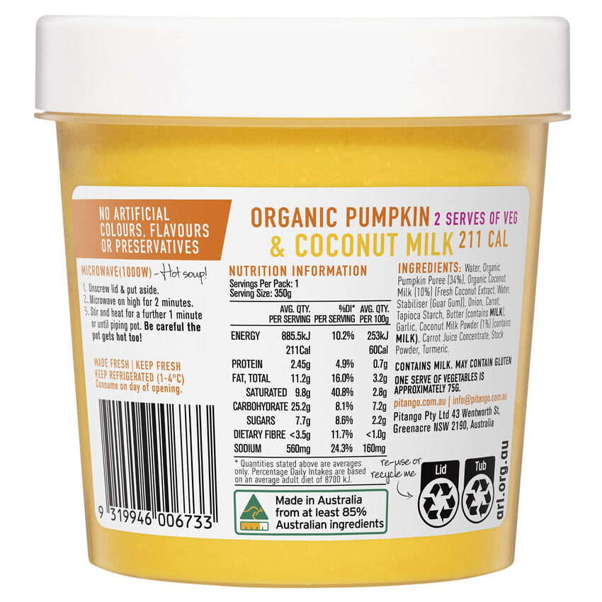 Pitango Organic Pumpkin And Coconut Soup | Harris Farm Online